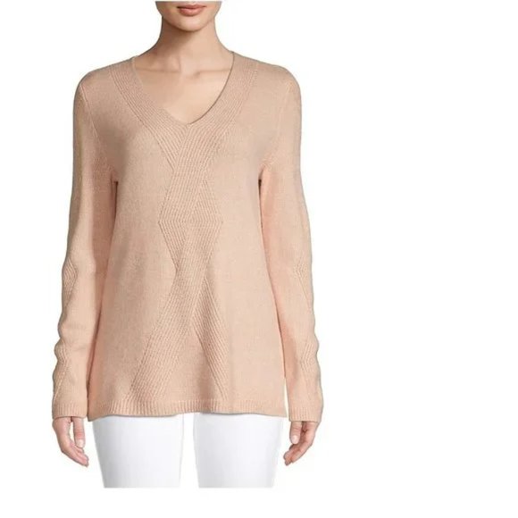 Calvin Klein V-Neck Stitch Tunic Sweater - Picture 1 of 6